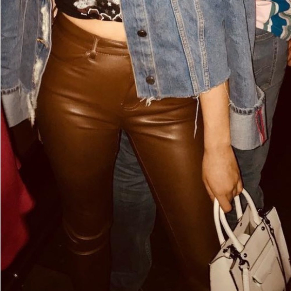 Free People Brown Leather Pants